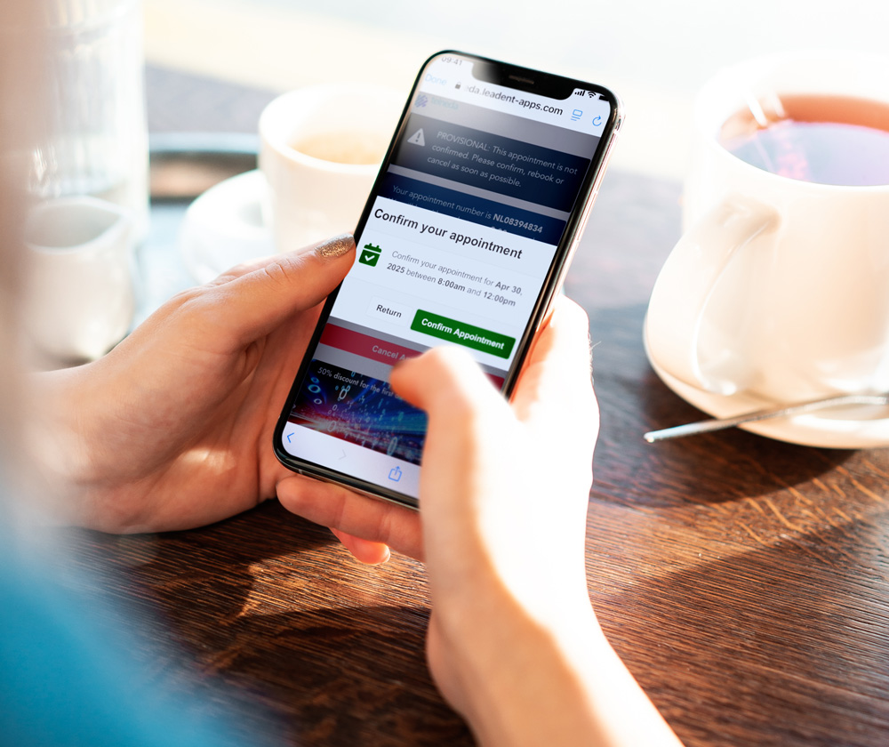 Customer confirming appointment on mobile device